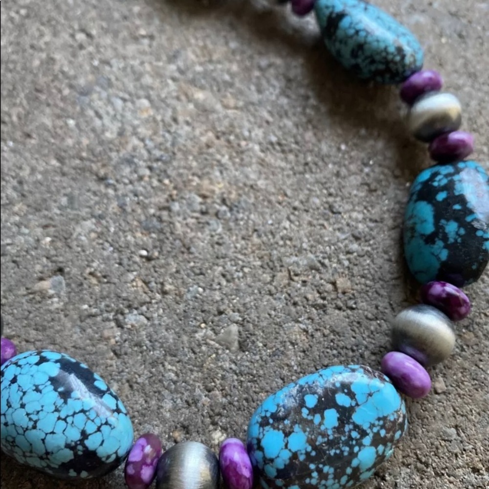 Sterling Silver Dyed Sugilite Turquoise W Pearls … - image 4